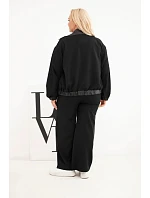 Dámská sada Plus Size s model 22297072 na zip a širokými kalhotami černá - K-Fashion Dámská sada Plus Size s model 22297072 na zip a širokými kalhotami černá - K-Fashion