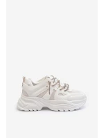 Dámské tenisky na masivní podrážce s ozdobným šněrováním Bílé Relissa Dámské tenisky na masivní podrážce s ozdobným šněrováním Bílé Relissa