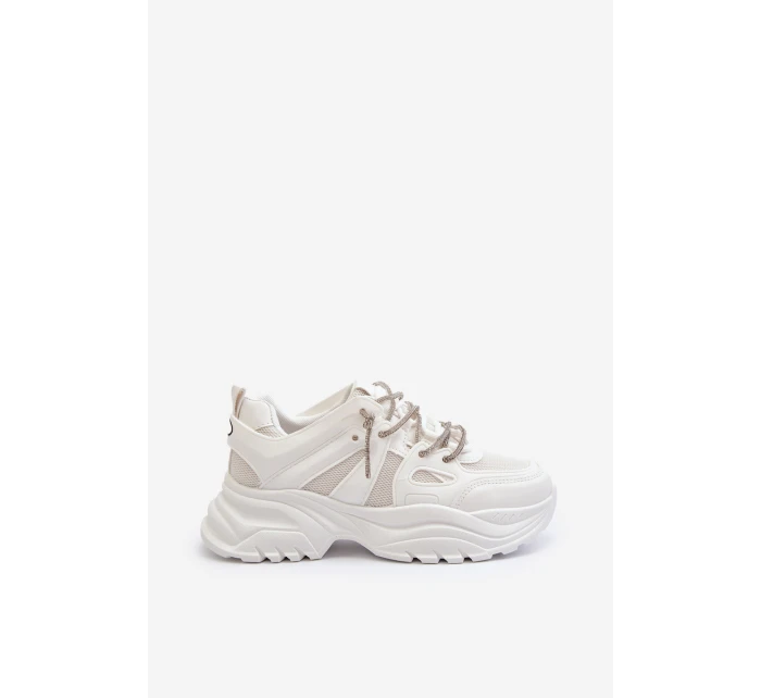 Dámské tenisky na masivní podrážce s ozdobným šněrováním Bílé Relissa Dámské tenisky na masivní podrážce s ozdobným šněrováním Bílé Relissa