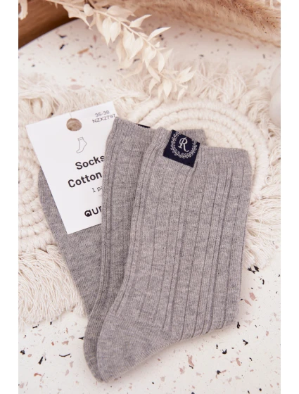 Dámské bavlněné ponožky s pruhy – světle šedé Dámské bavlněné ponožky s pruhy – světle šedé