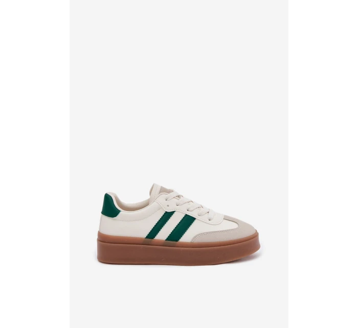 Dámské tenisky na platformě z eko kůže – bílo-zelené Elaraven Dámské tenisky na platformě z eko kůže – bílo-zelené Elaraven