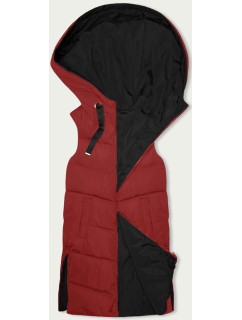 Červeno-černá dlouhá dámská oboustranná vesta (B8159-4)
