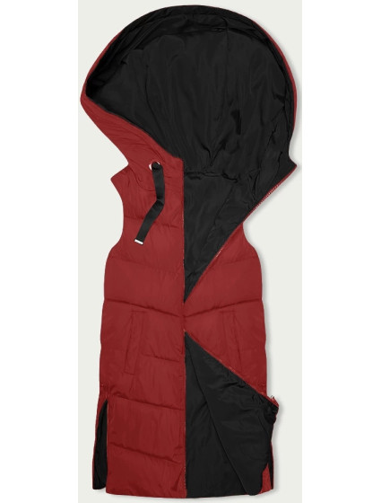 Červeno-černá dlouhá dámská oboustranná vesta (B8159-4)