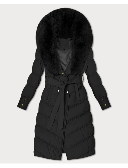 Černá zimní bunda s límcem model 21393873 - S'WEST Černá zimní bunda s límcem model 21393873 - S'WEST
