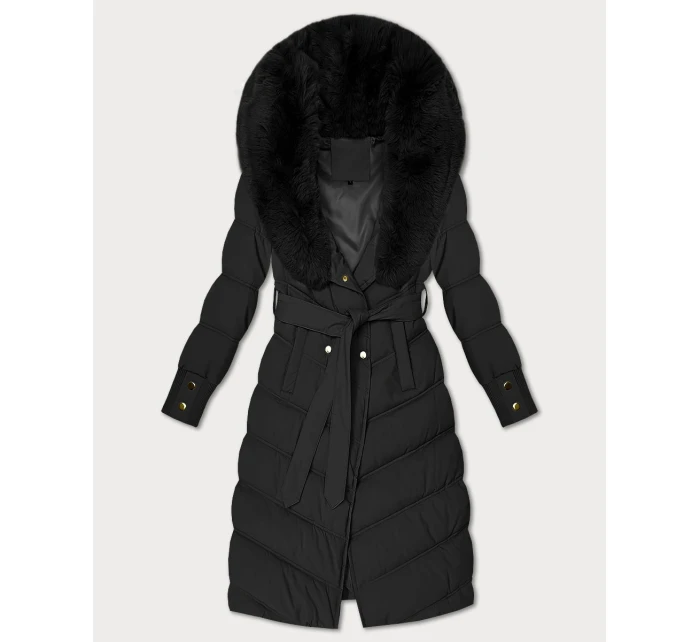 Černá zimní bunda s límcem model 21393873 - S'WEST Černá zimní bunda s límcem model 21393873 - S'WEST