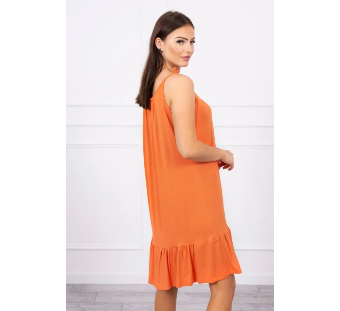 Šaty s tenkými ramínky tmavě meruňkové barvy Šaty s tenkými ramínky tmavě meruňkové barvy