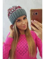 Dámská čepice Iris K348 tmavě šedá+červená