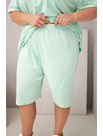 Dámský bavlněný komplet Plus Size s halenkou a šortkami mátový Dámský bavlněný komplet Plus Size s halenkou a šortkami mátový