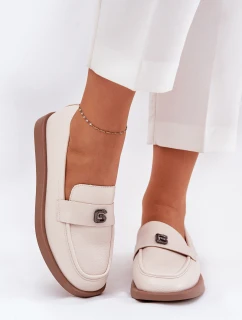 Dámské elegantní mokasíny s ozdobným malým detailem model 21690142 béžové - VINCEZA