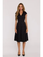Přiléhavé šaty se záhyby černé model 21479377 - Moe Přiléhavé šaty se záhyby černé model 21479377 - Moe