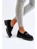 Dámské semišové mokasíny s ozdobou, černá, Loraleima