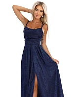 Dlouhé šaty  tmavě modré  model 22280144 - numoco