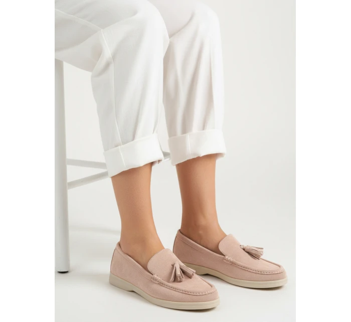 Dámské semišové růžové mokasíny FashionStreet ZY1362 Dámské semišové růžové mokasíny FashionStreet ZY1362