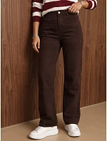 Jeansy damskie wide leg z wysokim stanem brązowe FashionStreet UY3230 Jeansy damskie wide leg z wysokim stanem brązowe FashionStreet UY3230