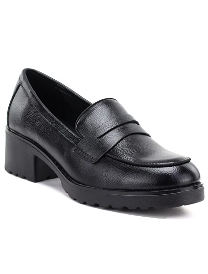 Dámské polobotky – mokasíny na podpatku, černé, Potocki SZ12870 Dámské polobotky – mokasíny na podpatku, černé, Potocki SZ12870