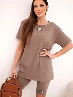 Dámský bavlněný komplet s krátkým rukávem a šortkami fango