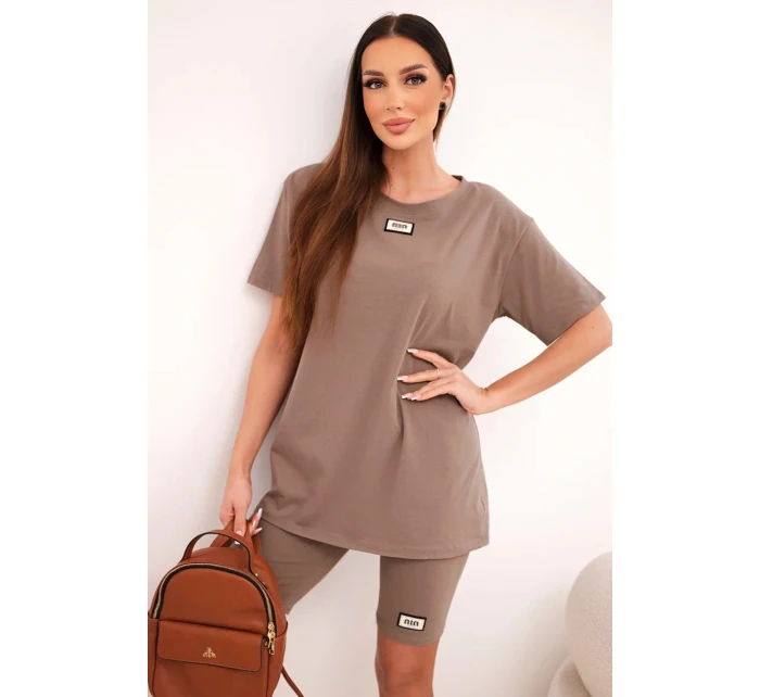 Dámský bavlněný komplet s krátkým rukávem a šortkami fango Dámský bavlněný komplet s krátkým rukávem a šortkami fango