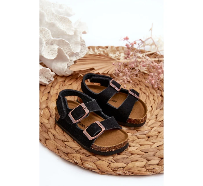 Dětské sandálky na korkové platformě se suchým zipem Černé Rorria
