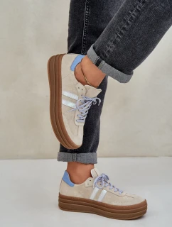 Zazoo N1068S4 Dámské semišové sneakersy na platformě béžové