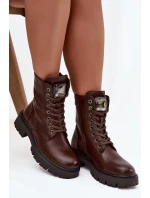 Dámské workery s ozdobou eko kůže čokoládové Karessa Dámské workery s ozdobou eko kůže čokoládové Karessa