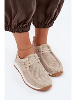 Dámské polobotky z přírodního semiše béžové model 22091763 - EVENTO