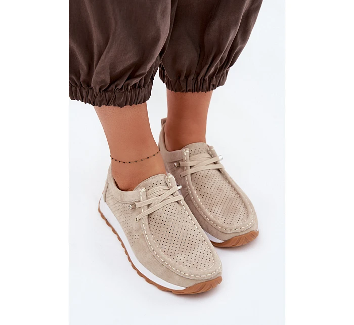 Dámské polobotky z přírodního semiše béžové model 22091763 - EVENTO