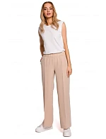 M570 Kalhoty s nařasenými nohavicemi - béžové