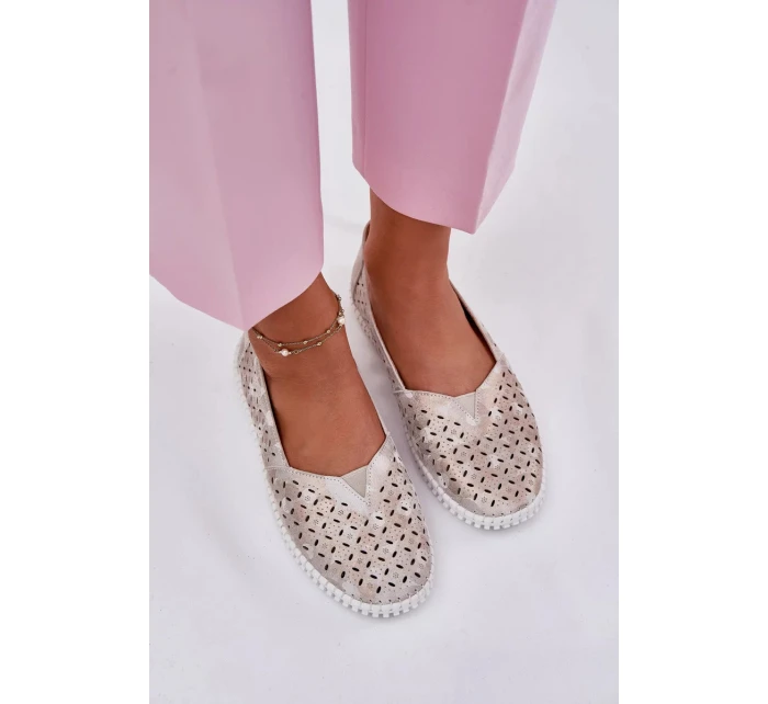 Dámské semišové ažurové polobotky Chulieta – zlatо/šedé Dámské semišové ažurové polobotky Chulieta – zlatо/šedé