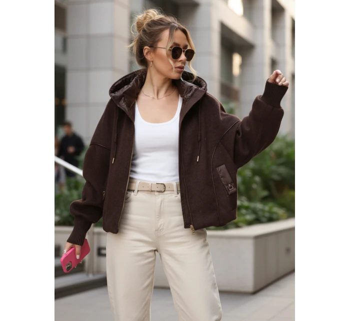 Kurtka damska przejściowa z kapturem brązowa model 22035968 - FashionStreet