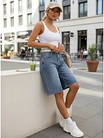Dámské džínové bermudy s páskem modré FashionStreet SY0545 Dámské džínové bermudy s páskem modré FashionStreet SY0545