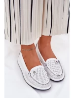 Dámské Kožené Mokasíny S.Barski LR51-673 Bílé
