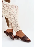 Dámské pantofle na ploché podrážce čokoládové Lorania Dámské pantofle na ploché podrážce čokoládové Lorania