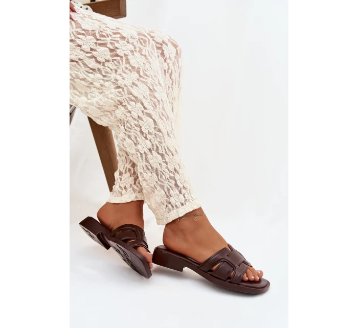 Dámské pantofle na ploché podrážce čokoládové Lorania Dámské pantofle na ploché podrážce čokoládové Lorania