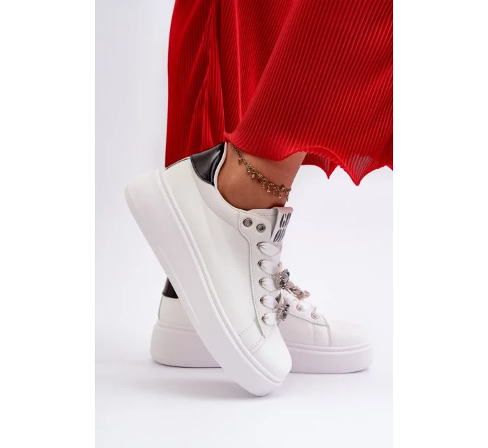 Dámské Tenisky na platformě se srdíčkovými špendlíky, bílá Azamia