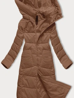 Dlouhá dámská prošívaná zimní bunda ve velbloudí barvě model 21248944 - Libland