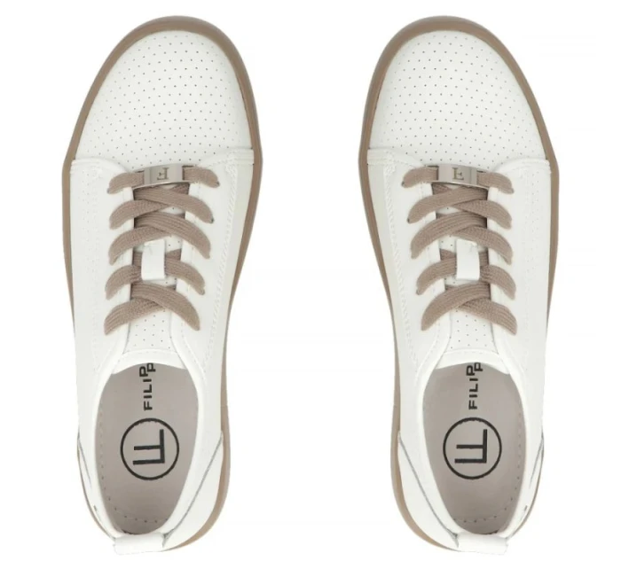 Dámské kožené polobotky sportovní creepers bílé Filippo DP6116