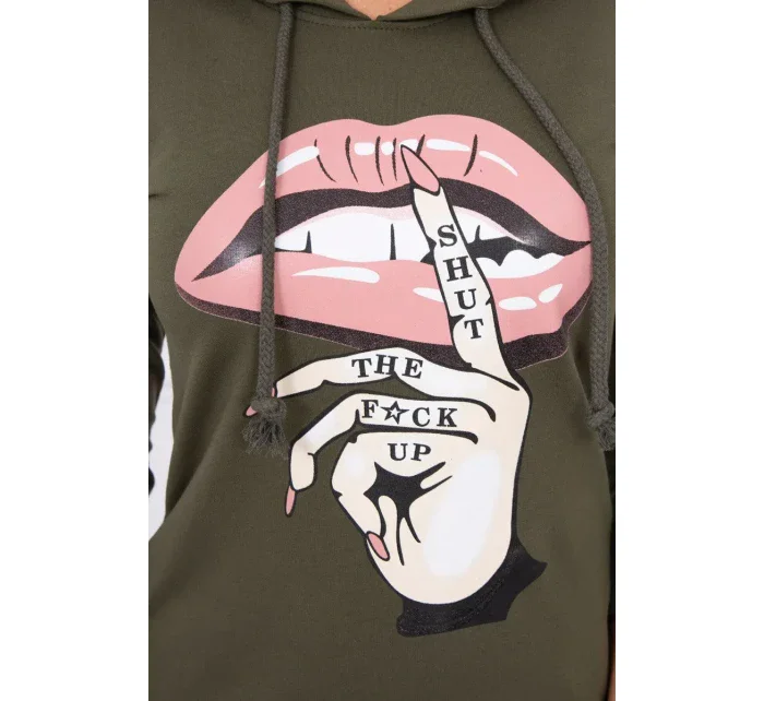 Šaty s delšími zády a barevným khaki potiskem