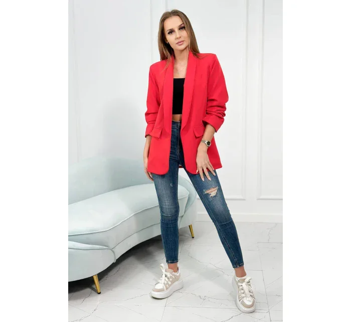 Sako s klopami elegantní červené Sako s klopami elegantní červené