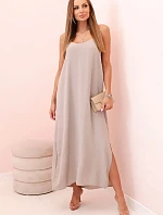 Dlouhé šaty bez ramínek fango