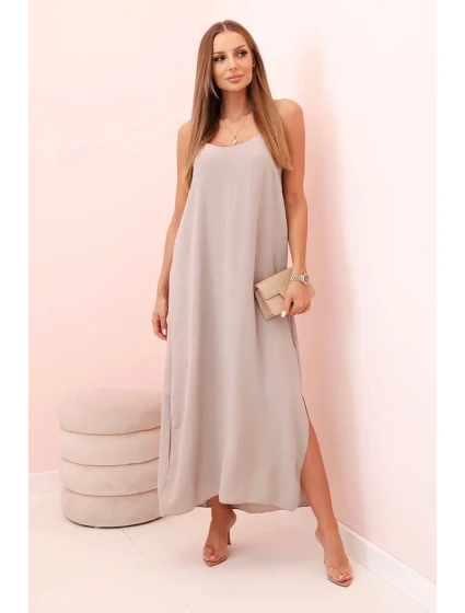 Dlouhé šaty bez ramínek fango