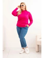 Dámský svetr Plus Size z viskózy s rolákem fuchsie