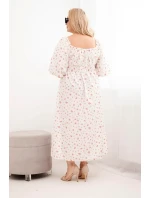 Dámská sukýnka Plus Size s dekoltem na tkaničky a elastickým pasem ecru