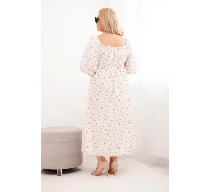 Dámská sukýnka Plus Size s dekoltem na tkaničky a elastickým pasem ecru