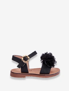 Módní dětské sandály s květy černe Poly