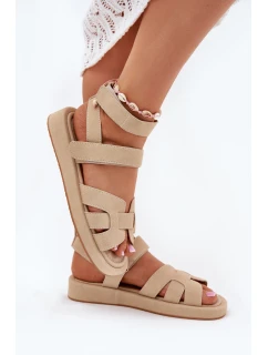 Dámské sandály se zipy béžové model 21698837 - Boto