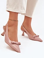 Lakované Sandály Na Jehlovém Podpatku S Mašlí Nude Naylna