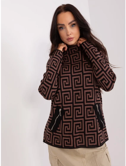 Sweter AT SW model 20218517 ciemny brązowy - FPrice Sweter AT SW model 20218517 ciemny brązowy - FPrice