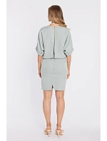 M904 Blůzové šaty s rozparkem na zádech - mint