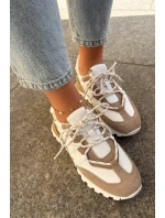 Dámské kožené polobotky sneakers Artiker – béžovo/zlaté