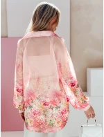 Dámské květované tričko oversize FLOWERS pink FashionStreet DY0470
